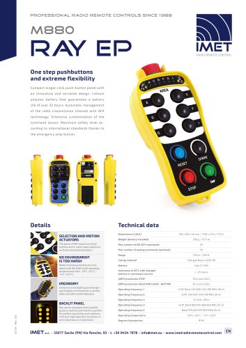 Technical data M880 RAY EP