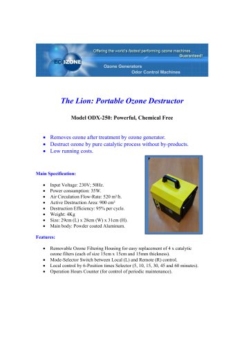 The Lion: Portable Ozone Destructor