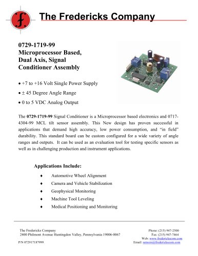 0729-1719-99 Microprocessor Based, Dual Axis, Signal Conditioner Assembly