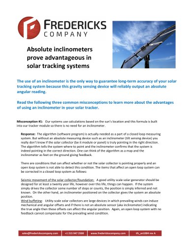 Inclinometers for Solar Tracking Systems