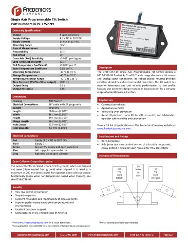 Single Axis Programmable Tilt Switch | Part Number: 0729-1757-99