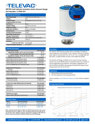 Televac MP7ER Cold Cathode Ionization Active Vacuum Gauge