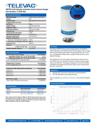 Televac MP7FR Cold Cathode