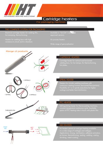 CARTRIDGE HEATERS FOR PACKAGING MACHINES