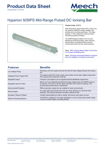 Hyperion 929IPS Mid-Range Pulsed DC Ionising Bar