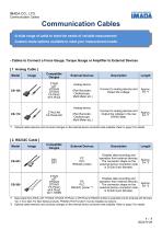 Specification list of cables