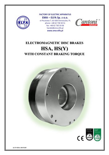 HSA, HS(Y) series - electromagnetic disc brakes