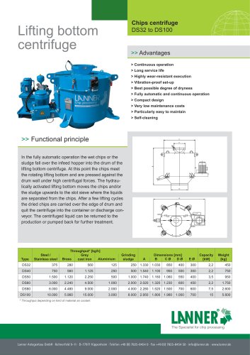 Lifting bottom centrifuge