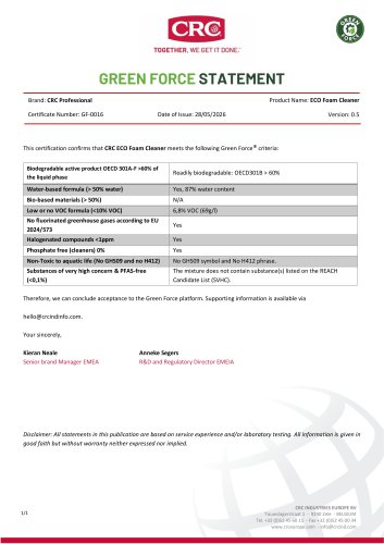 GREEN FORCE STATEMENT
