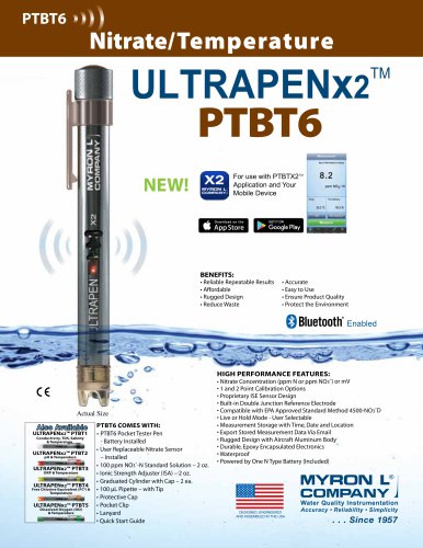 UltrapenX2&trade; PTBT6 Bluetooth&reg; Enabled Nitrate & Temperature Pen