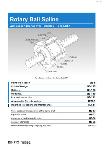 Rotary Ball Spline With Support Bearing Type Models LTR and LTR-A