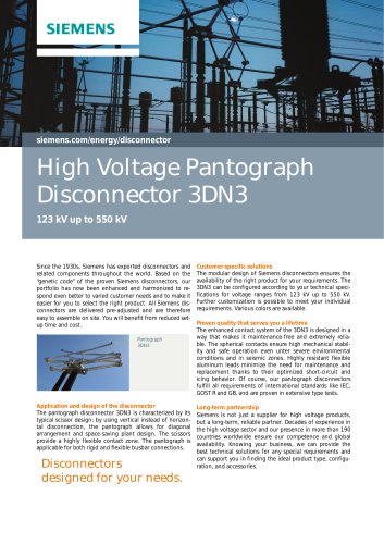 High Voltage Pantograph  Disconnector 3DN3