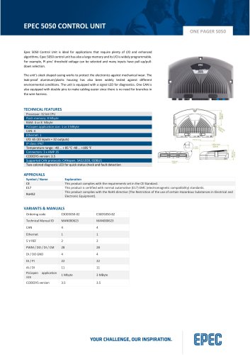 Epec Datasheet 5050 Control Unit