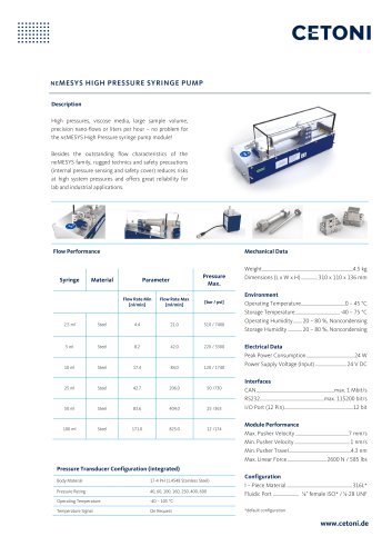 High Pressure Syringe Pump