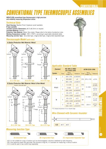 conventional type thermocouple assemblies