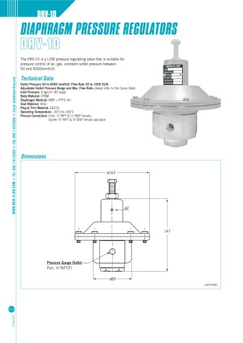 Diaphragm Pressure Regulator - DRV 10