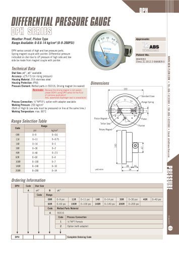 Differential pressure gauge - DPH