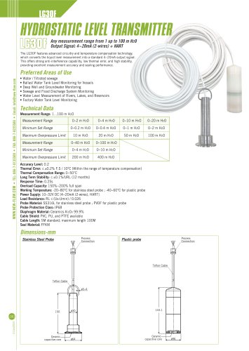 Hydrostatic Level Transmitter LG30F