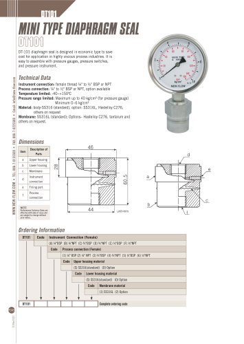 Mini Type Diaphragm Seal - DT101