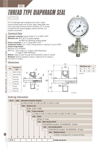 Thread Type Diaphragm Seal - DT110