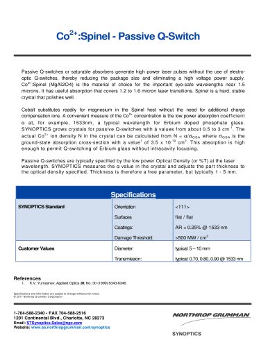 Co2+:Spinel - Passive Q-Switch