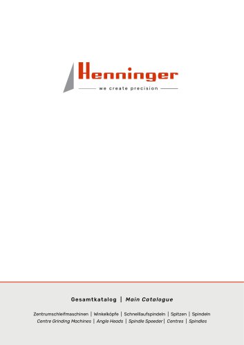 THE HENNINGER PRODUCT CATALOGUE