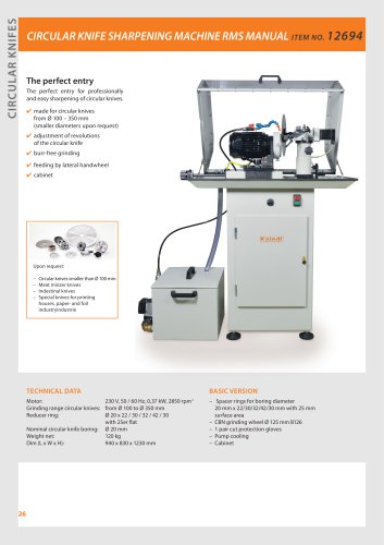 CIRCULAR KNIFE SHARPENING MACHINE RMS MANUAL