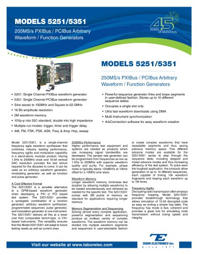 Model 5251/5351  250MS/s PXIBus/PCIBus Arbitrary Waveform Generator