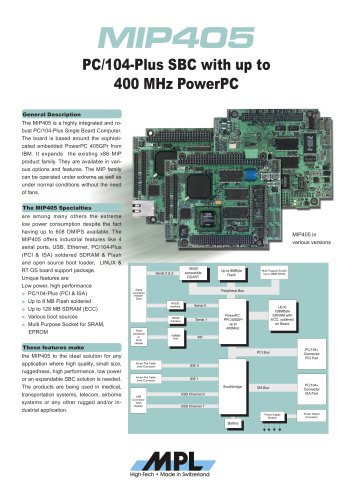 PC/104-Plus SBC with up to 400 MHz PowerPC