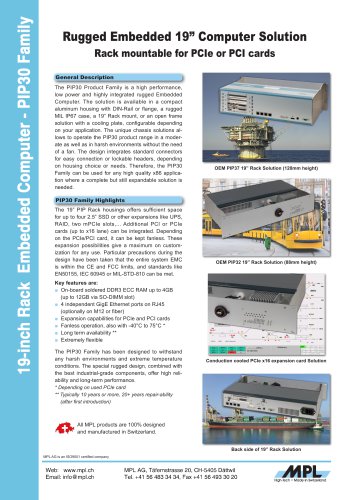 PIP30 Rugged Embedded 19” Computer Solution Rack mountable for PCIe or PCI cards