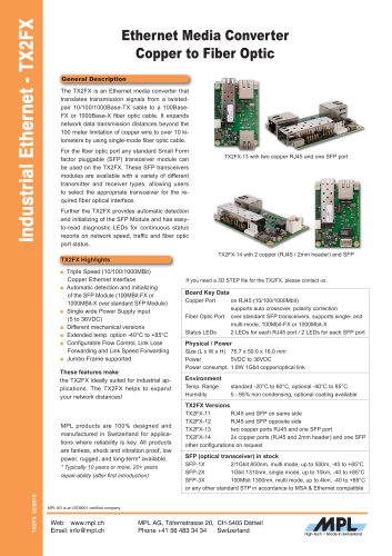 TX2FX Ethernet Media Converter Copper to Fiber Optic