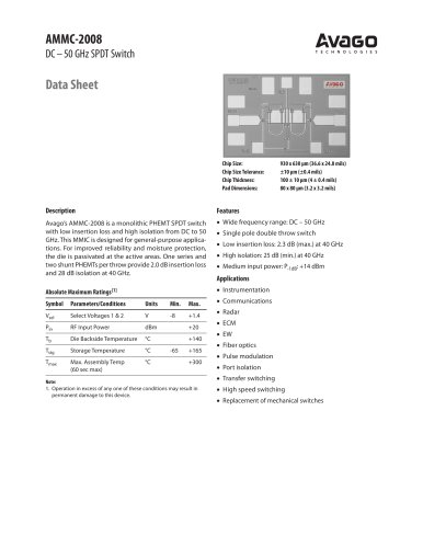 AMMC-2008 DC?50 GHz SPDT Switch