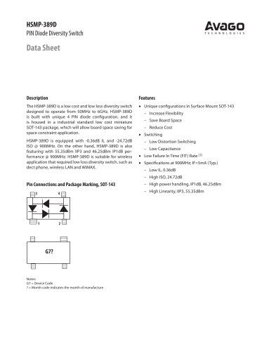 HSMP-389D PIN Diode Diversity Switch