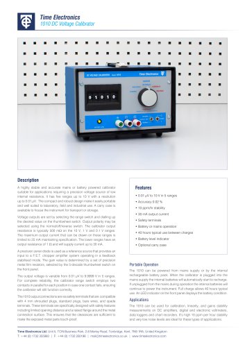 1010 DC Voltage Calibrator Data Sheet