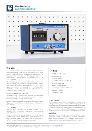 1024 DC Current Calibrator Data Sheet