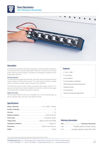 1061 Resistance Decade Box Data Sheet
