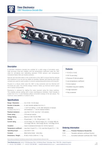 1067 Precision Resistance Box Data Sheet