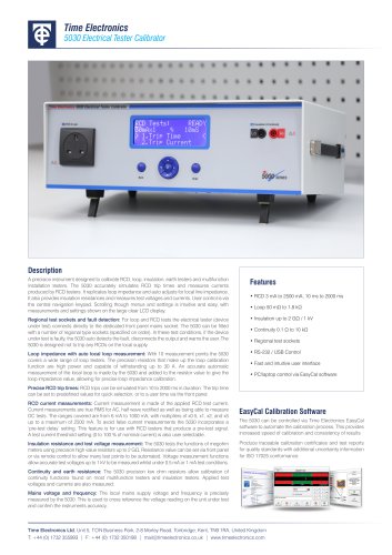 5030 Electrical Tester Calibrator Data Sheet