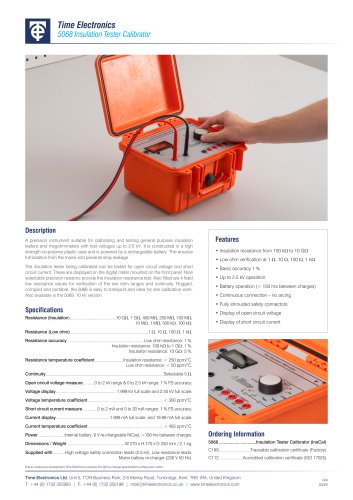 5068 Megohmmeter and Insulation Tester Calibrator Data Sheet