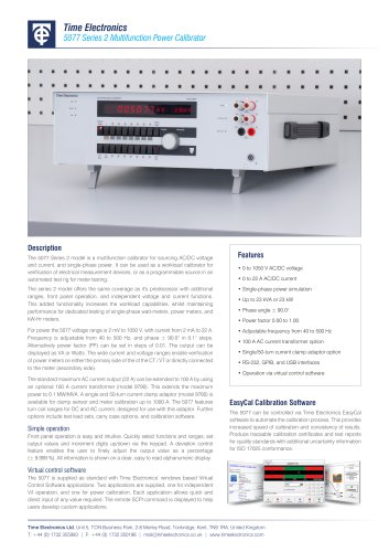 5077 Multifunction Power Calibrator Data Sheet