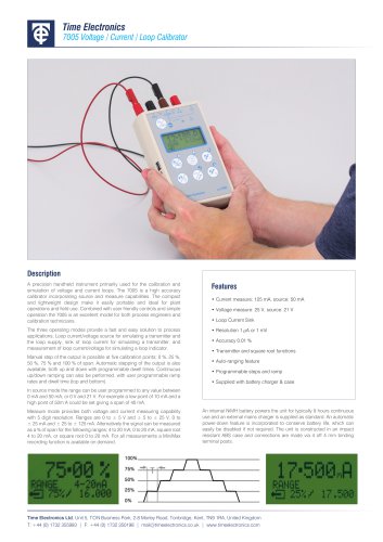 7005 Voltage / Current / Loop Calibrator Data Sheet