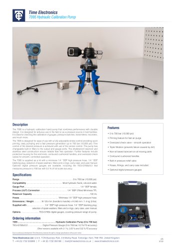 7095 Hydraulic Calibration Hand Pump Data Sheet