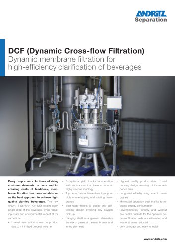 DCF crossflow filter for beverages