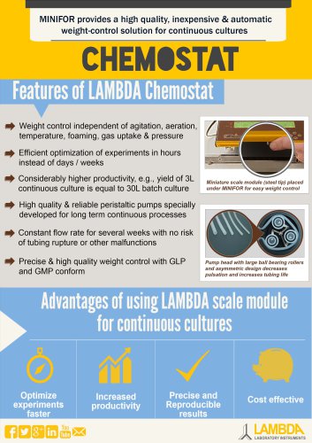 CHEMOSTAT - Easy weight control for continuous cultures in LAMBDA MINIFOR Fermentor and Bioreactor