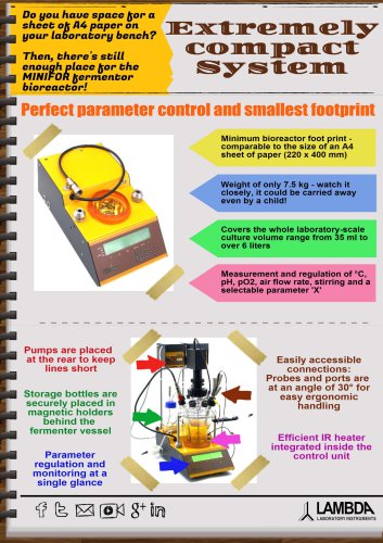 Extremely compact fermentor-bioreactor system LAMBDA MINIFOR