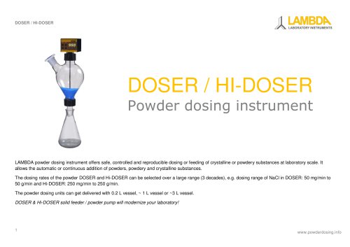 LAMBDA DOSER powder dosing instrument - Leaflet