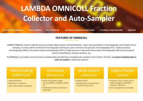 OMNICOLL fraction collector and sampler leaflet