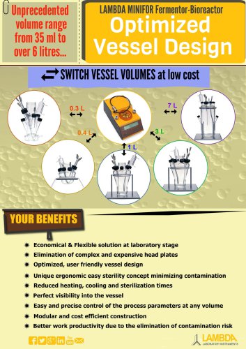 Optimized vessel design of MINIFOR laboratory fermentor-bioreactor