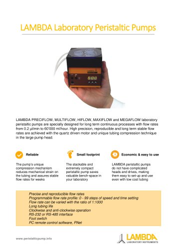 PERISTALTIC PUMPS PRECIFLOW-MULTIFLOW-HIFLOW-MAXIFLOW - LEAFLET