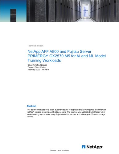 NetApp AFF A800 and Fujitsu Server - PRIMERGY GX2570 M5 for AI and ML Model Training Workloads